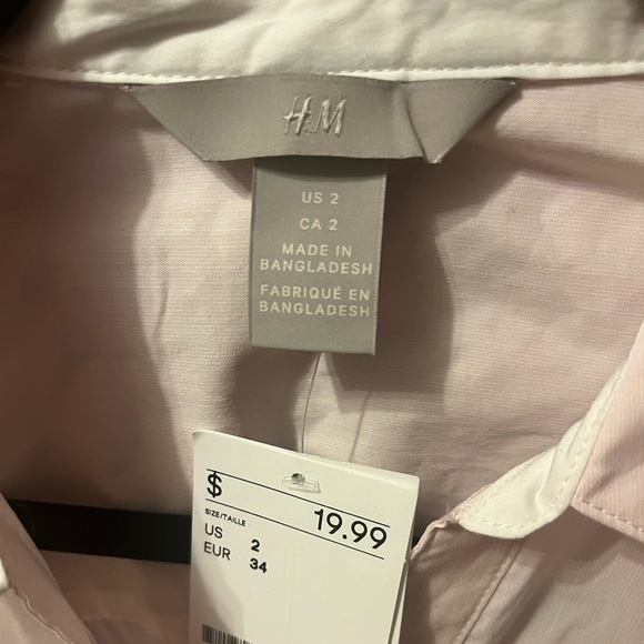🆕 H&M Light Pink Button-Up Blouse Brand new tag attached Size 2 Barbiecore - Picture 5 of 9